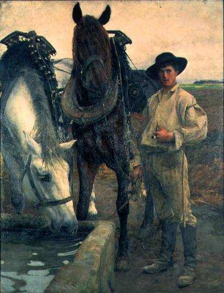 Horses at the Water Trough od Pascal A.J. Dagnan-Bouveret