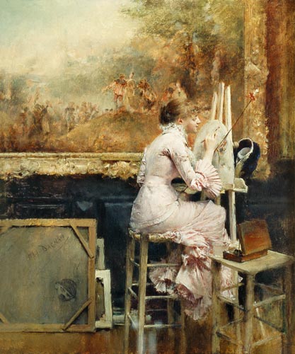 Young Watercolourist in the Louvre od Pascal A.J. Dagnan-Bouveret