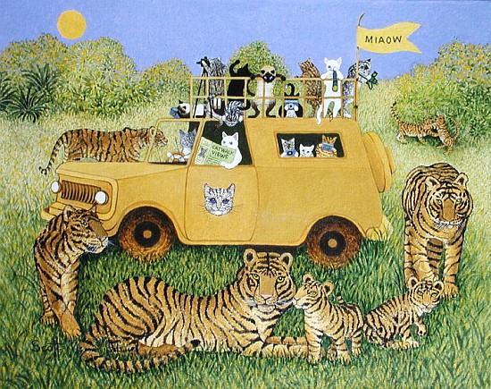 Cat Safari (oil on canvas)  od Pat  Scott