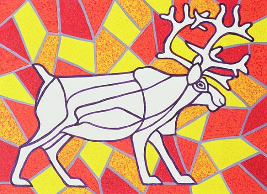 Reindeer on Stained Glass  od Pat  Scott