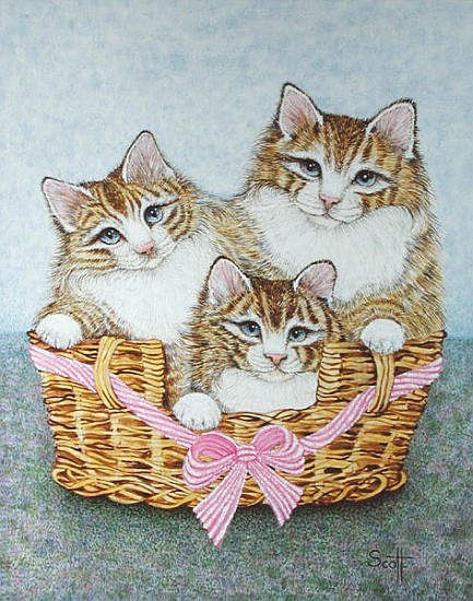 Sister Kittens (oil on canvas)  od Pat  Scott