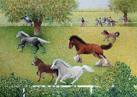 On the Gallop (oil on canvas) 