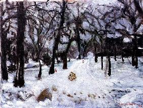 Tracks in the snow, 1994 (oil on canvas) 