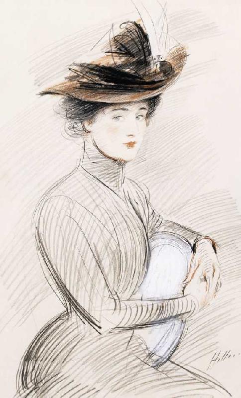 Bildnis einer eleganten Dame. od Paul César François Helleu