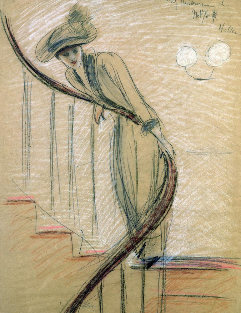 The Staircase (crayon on paper) od Paul Cesar Helleu