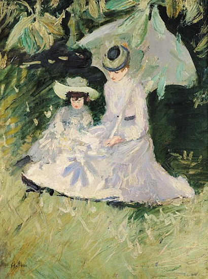 Madame Helleu and her Daughter at the Chateau of Boudran od Paul Cesar Helleu