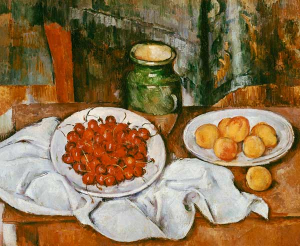 Klidný život s třešněmi a broskvemi od Paul Cézanne