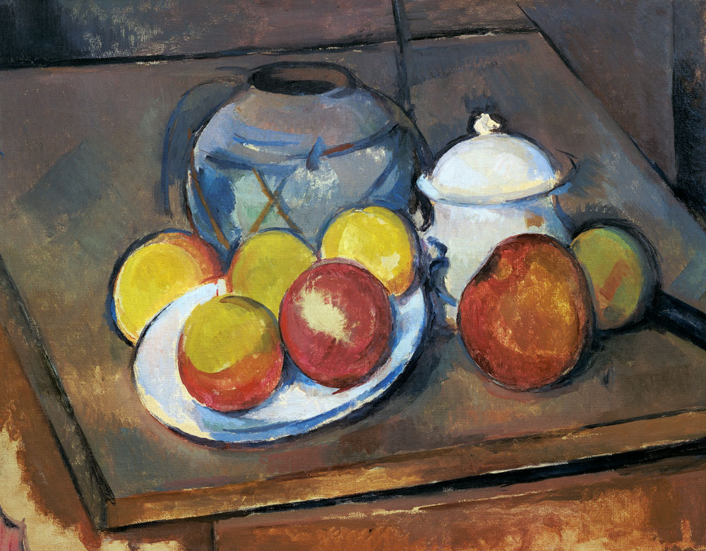 Vase, Sugar Bowl and Apples od Paul Cézanne