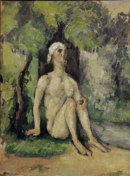 Bather sitting at waters edge od Paul Cézanne
