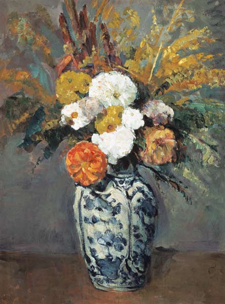 Dahlienstrauss into porcelain vase od Paul Cézanne