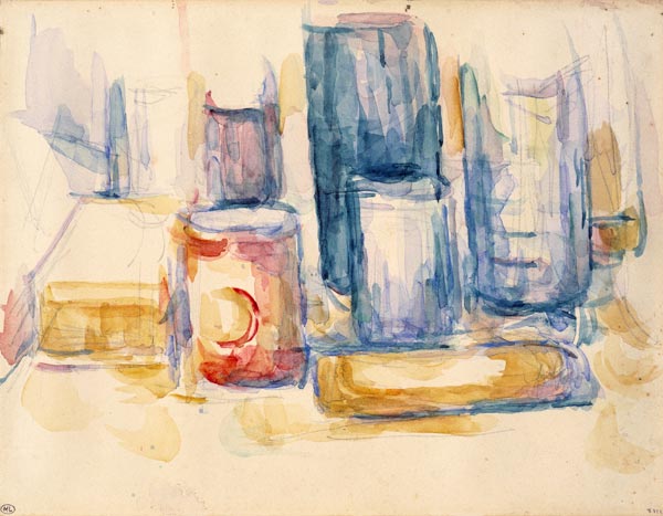 Kitchen Table with Pots ... od Paul Cézanne