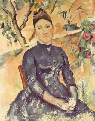 Madam Cezanne in the greenhouse od Paul Cézanne