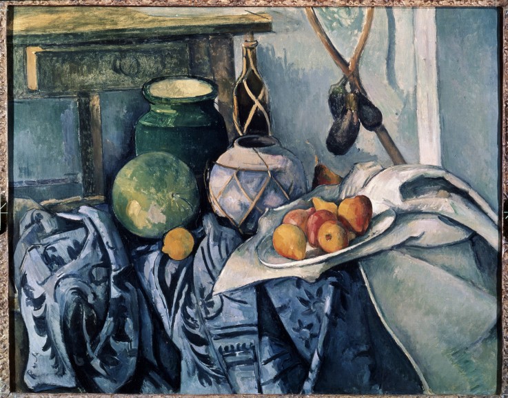 Still Life with a flagon and aubergines od Paul Cézanne