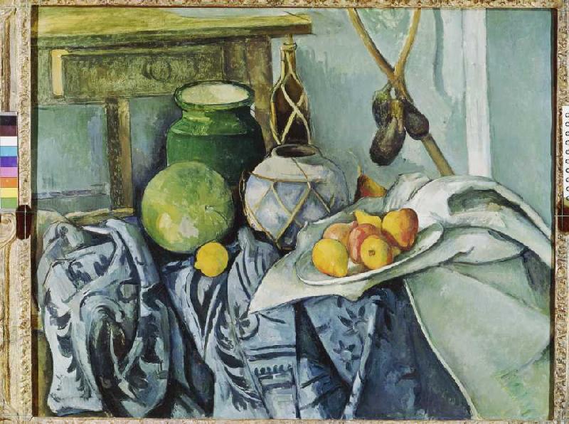 Quiet life with ginger pot and eggplants od Paul Cézanne