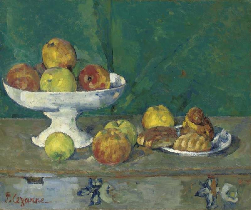 Stillleben mit Äpfeln und kleinen Kuchen od Paul Cézanne