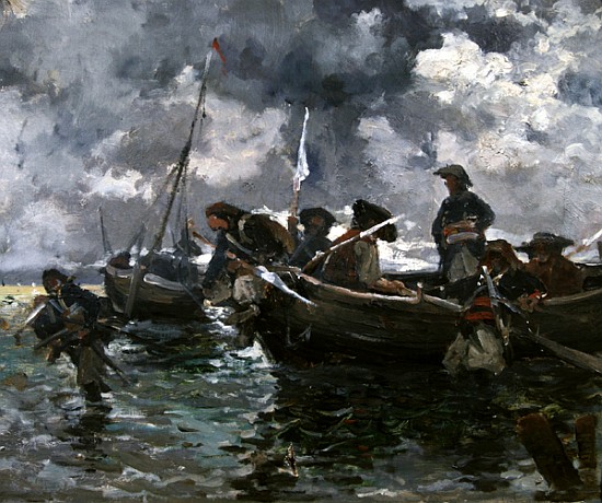 War scene at sea od Paul Emile Boutigny