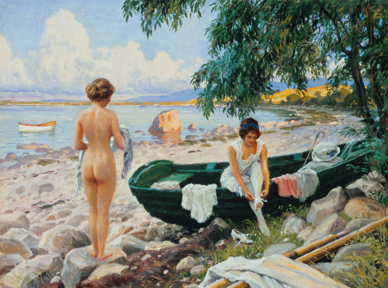 Girls on the beach taking a bath. od Paul Fischer
