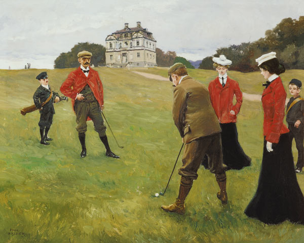 Golf Players at Copenhagen Golf Club od Paul Fischer