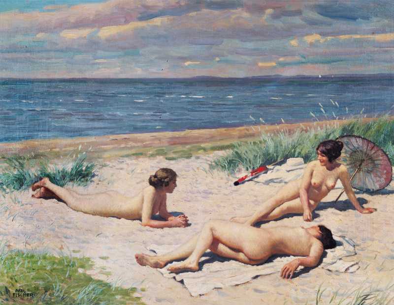 Nude bathers on the beach od Paul Fischer