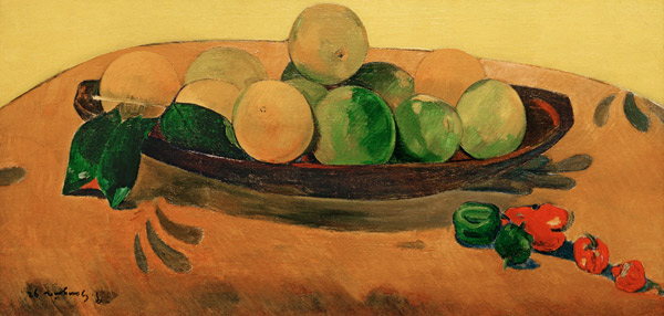 Exotic Fruits and Peppers on a Plate od Paul Gauguin