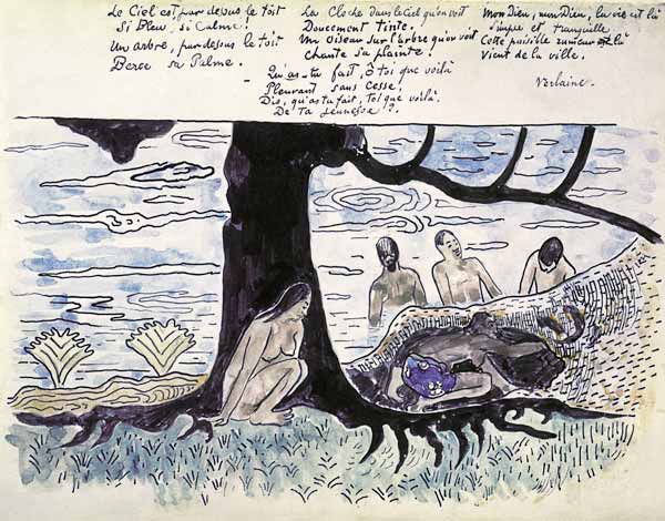 Illustration for a poem of Verlaine Le Ciel est pardessus Le toit od Paul Gauguin