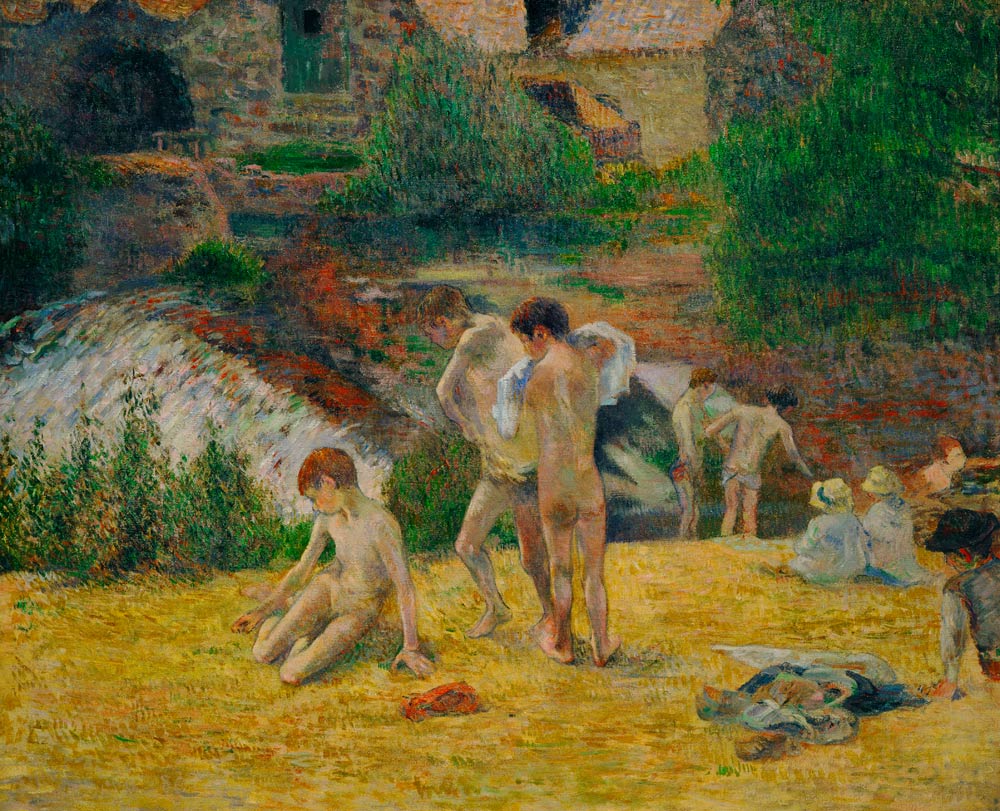 Bad neben der Mühle (Junge Bretonen nehmen ein Bad) od Paul Gauguin