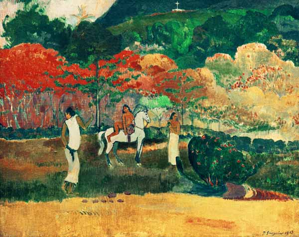 Women and white horse od Paul Gauguin