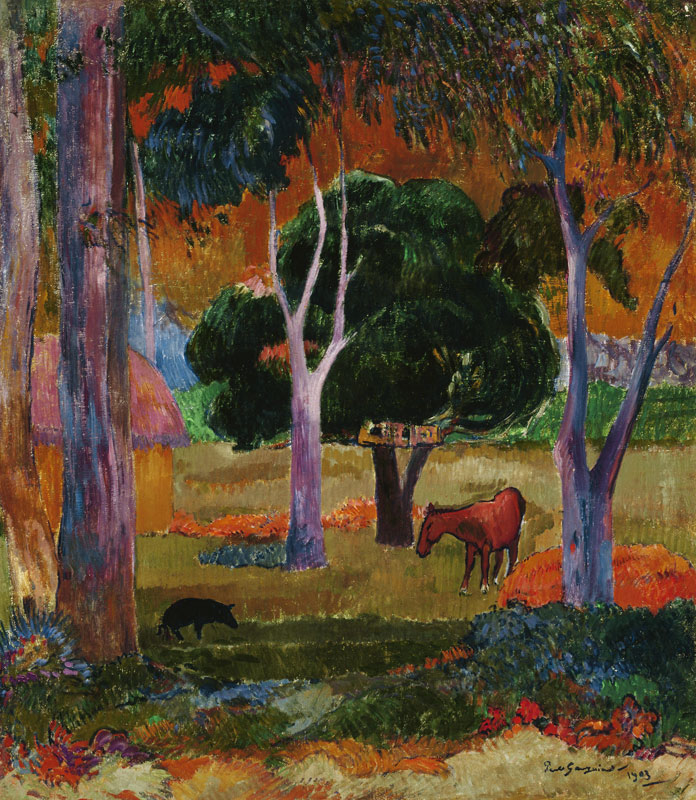 Hiva Oa (Landscape with a Pig and a Horse) od Paul Gauguin