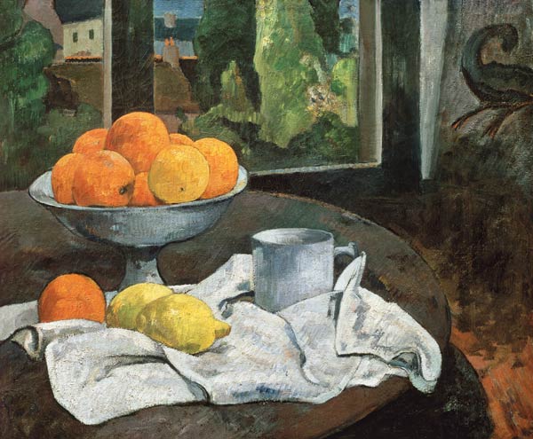 Oranges et citrons avec vue od Paul Gauguin