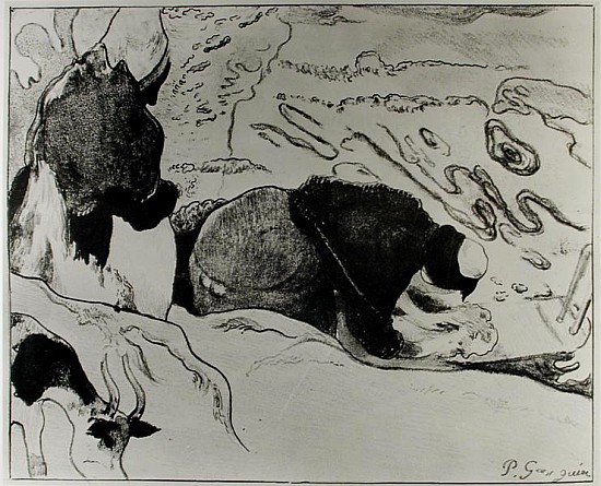 Breton Washerwomen, 1889 (zincograph on paper) od Paul Gauguin