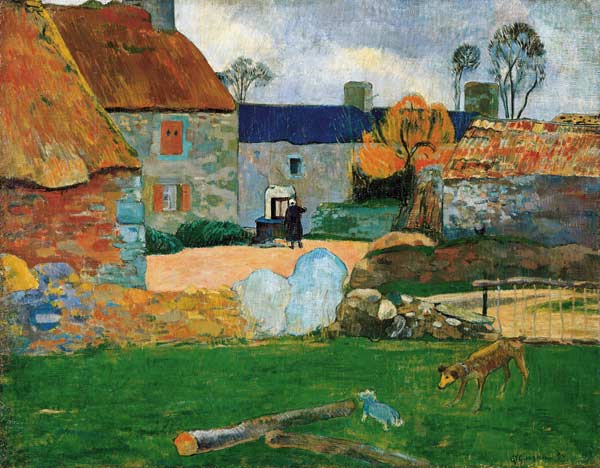 Das blaue Dach oder das Bauernhaus in Pouldu od Paul Gauguin