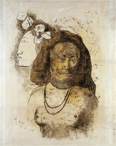 Tahitian Woman with Evil Spirit (L'Esprit veille) od Paul Gauguin