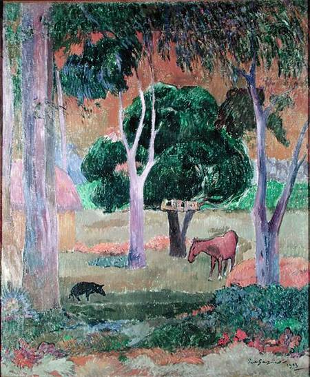 Dominican Landscape or, Landscape with a Pig and Horse od Paul Gauguin