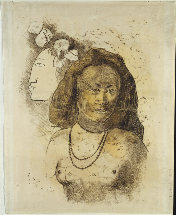 Tahitian Woman with Evil Spirit od Paul Gauguin