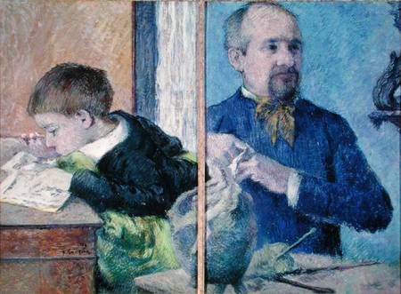 Portrait of Jean Paul Aube (1837-1916) and his son od Paul Gauguin