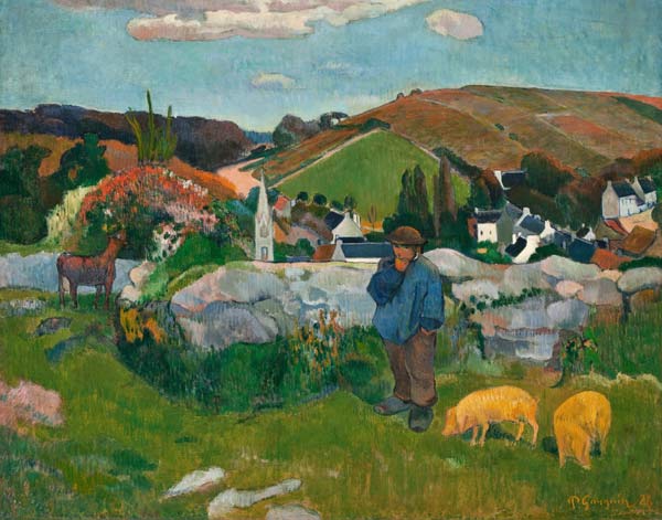 Landschaft in der Bretagne (Schweinehirt) od Paul Gauguin