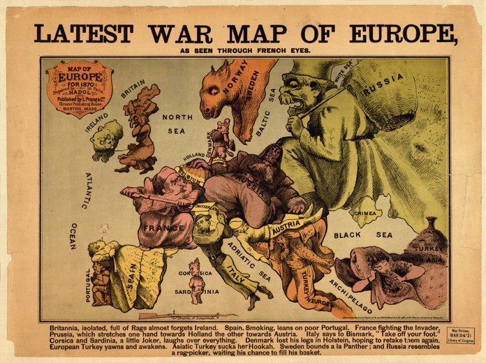 Latest war map of Europe: as seen through French eyes od Paul Hadol