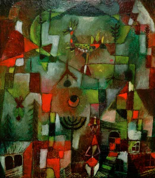 Bild mit dem Hahn und dem Grenadier, od Paul Klee