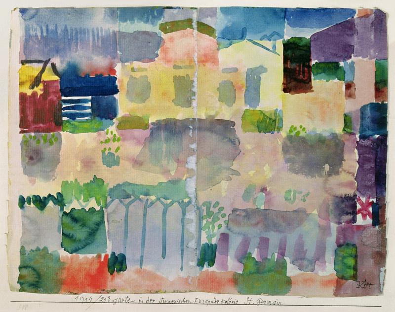 Garden in Saint-Germain, the European quarter of Tunis, 1914 (no 213) (w/c on paper on cardboard)  od Paul Klee