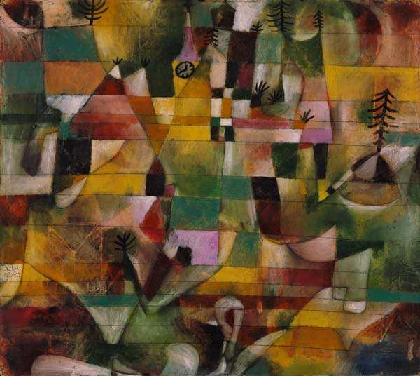 Landscape with a yellow church steeple. od Paul Klee