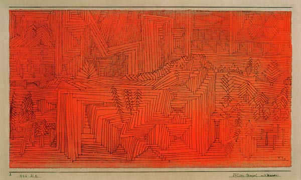 Felsentempel mit Tannen, 1926, od Paul Klee