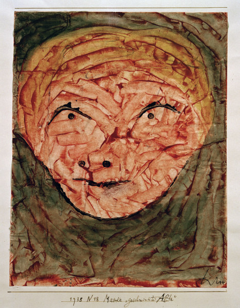 Maske geschminkte Alte, od Paul Klee