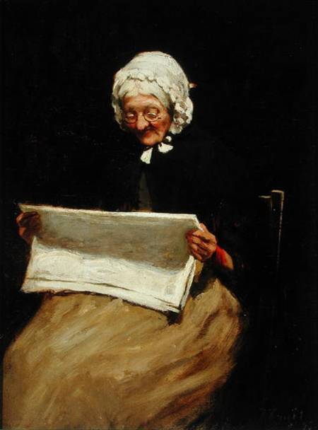 Old Woman Reading a Newspaper od Paul Knight