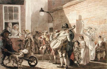 Itinerant Musicians playing in a poor part of town od Paul Sandby