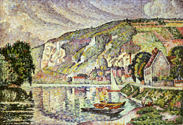 Fishing boats on his in Petits -- Andelys. od Paul Signac