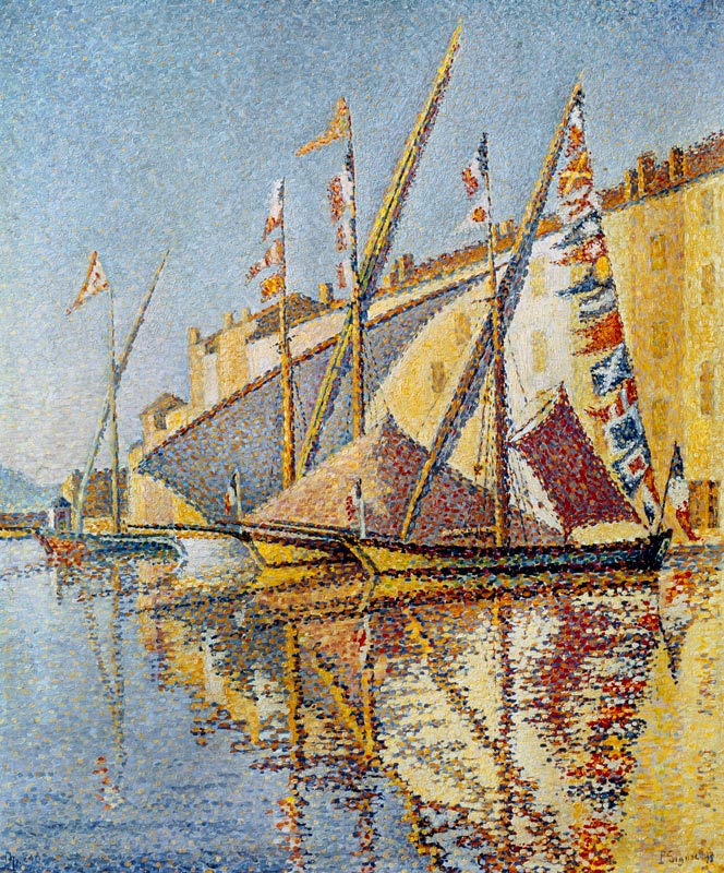 Sailing boats in the port of St. Tropez. od Paul Signac