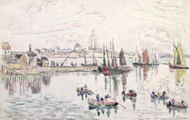 The Port of Lomalo, Brittany, 1922 (w/c & pencil on paper) od Paul Signac