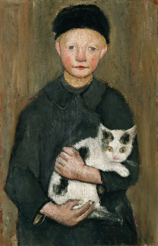 Boy with cat od Paula Modersohn-Becker