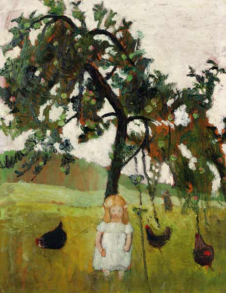 Elsbeth mit Hühnern unter Apfelbaum od Paula Modersohn-Becker