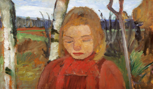 Girl in front of landscape. od Paula Modersohn-Becker
